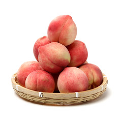 ripe peach on white background 