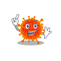 Riboviria mascot character design with one finger gesture