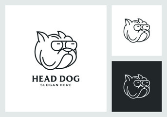 head dog logo in line art style