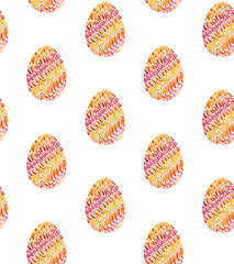 Seamless pattern, backgrounds, textures of multi colored abstract Easter eggs. Watercolor decorative drawing