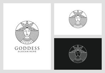 goddess logo design in line art style