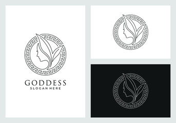 goddess logo design in line art style