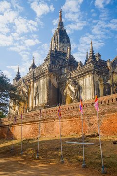At the ancient Buddhist temple Gaw Daw Palin Phaya on a sunny day. Bagan, Myanmar (Burma)