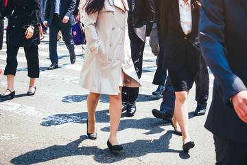 Fototapeta na wymiar Asian Business Women People walking on City street 
