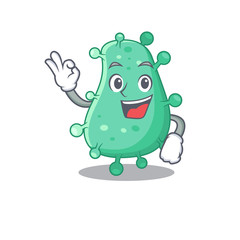 Agrobacterium tumefaciens mascot design style with an Okay gesture finger
