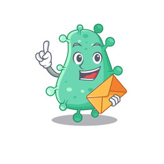 Happy agrobacterium tumefaciens mascot design concept with brown envelope
