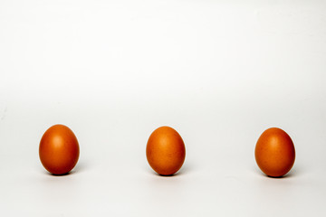 Chicken eggs on isolated white background.