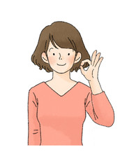 女性　表情（OKポーズ）
