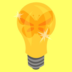 A butterfly inside a light bulb produces light