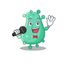 Talented singer of agrobacterium tumefaciens cartoon character holding a microphone