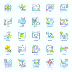 Digital Graphic Design Flat Icons Pack 