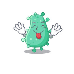 An amusing face agrobacterium tumefaciens cartoon design with tongue out