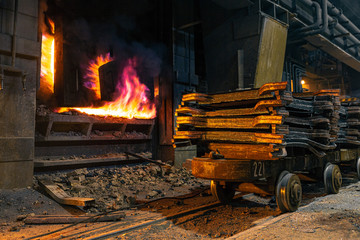 Copper smelting furnace and trolley with anodes