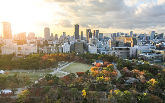 Osaka city in autumn