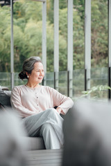 Portrait of older woman in Asia