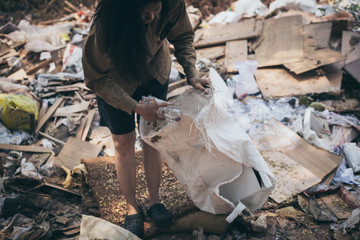poor people or beggar begging you for help in dirty slum.concept for poverty or hunger people,human...