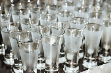 Many glasses of water