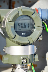 The pressure transmitter installed on process equipment