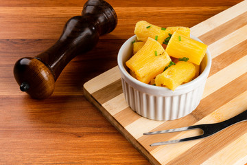 Deep fried cassava root. Brazilian food cassava concept.