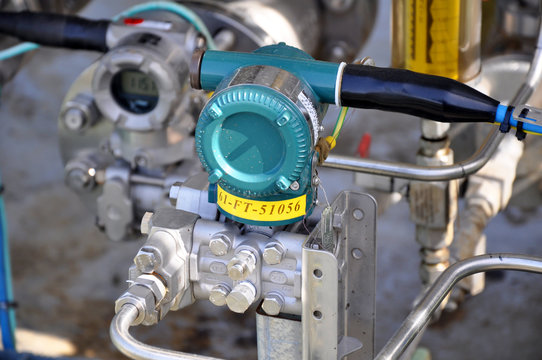 The pressure transmitter installed on process equipment
