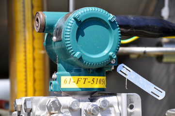 The pressure transmitter installed on process equipment