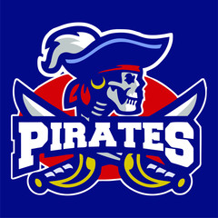 pirate head mascot carrying abstract sword art