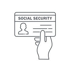 Social Security Card. Vector linear illustration isolated on white background.