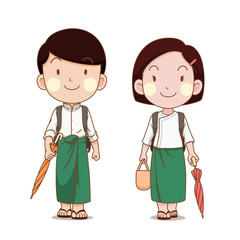 Cute couple of Myanmar students going to school.