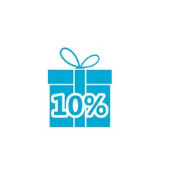 Ten percent off discount, 10 percent number icon isolated on white background