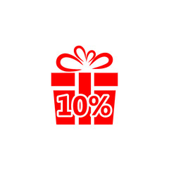 Ten percent off discount, 10 percent number icon isolated on white background