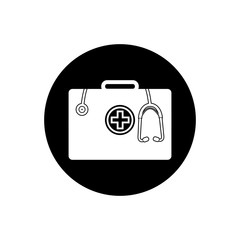 First Aid Kit Bag Button Icon. Editable Vector EPS Symbol Illustration.