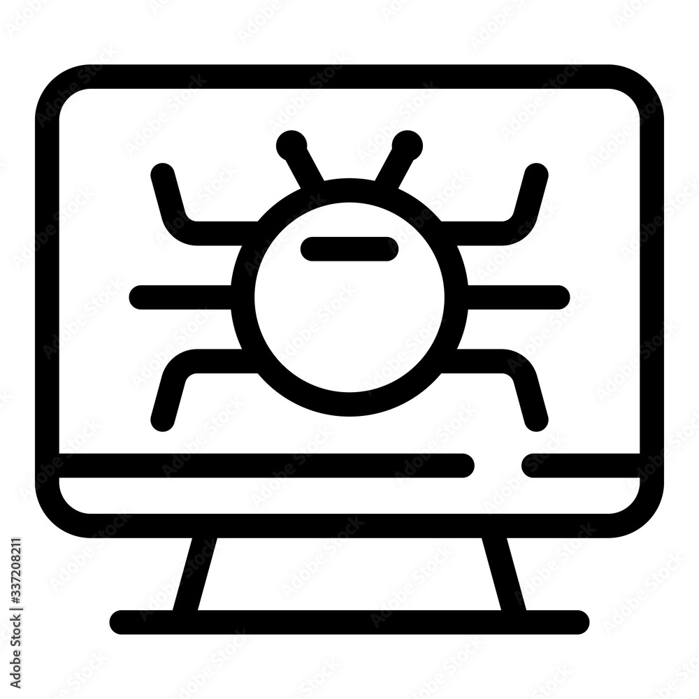 Poster computer fraud bug icon. outline computer fraud bug vector icon for web design isolated on white bac