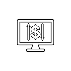 Online Financial Transaction Service Line Icon.