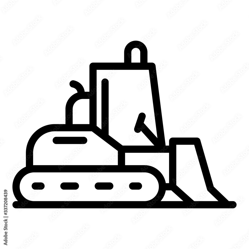 Poster building bulldozer icon. outline building bulldozer vector icon for web design isolated on white bac