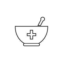 Pharmacy Bowl Line Icon. Editable Vector EPS Symbol Illustration.