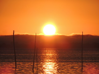 sunset over the lake