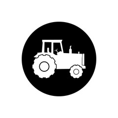 Agriculture, Farming Tractor Rounded Icon. Editable Vector EPS Symbol Illustration.