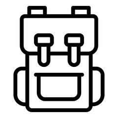 Tourist backpack icon. Outline tourist backpack vector icon for web design isolated on white background