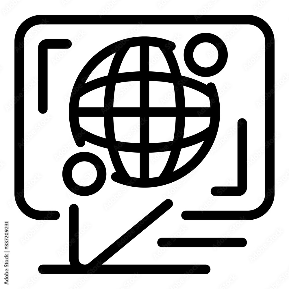 Poster globe in chchat cloud icon. outline globe in chchat cloud vector icon for web design isolated on whi