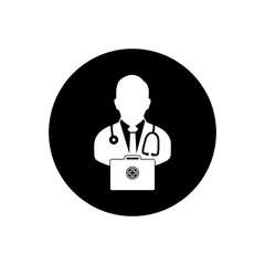 Professional Doctor Button Icon. Editable Vector EPS Symbol Illustration.