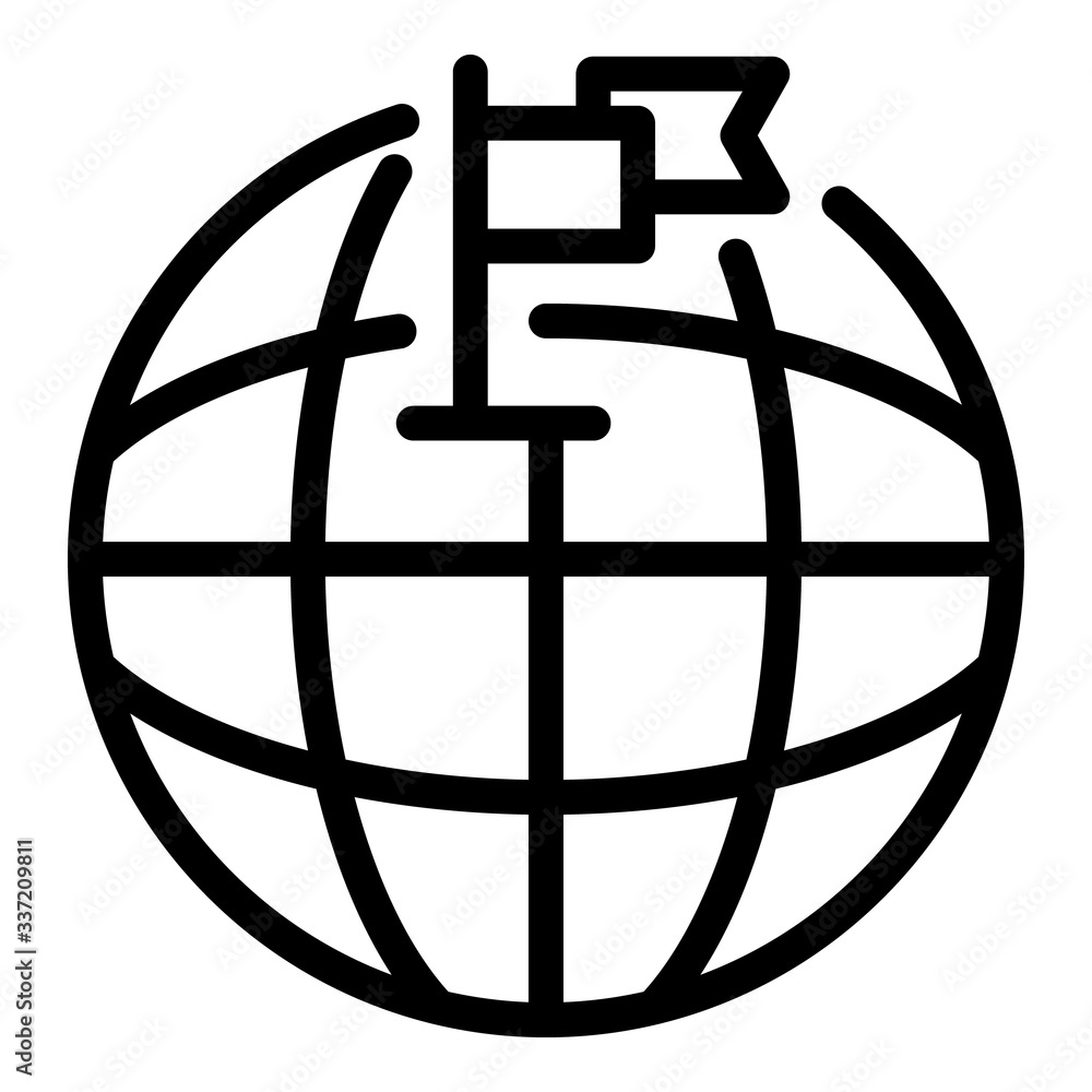 Poster globe and two flags icon. outline globe and two flags vector icon for web design isolated on white b