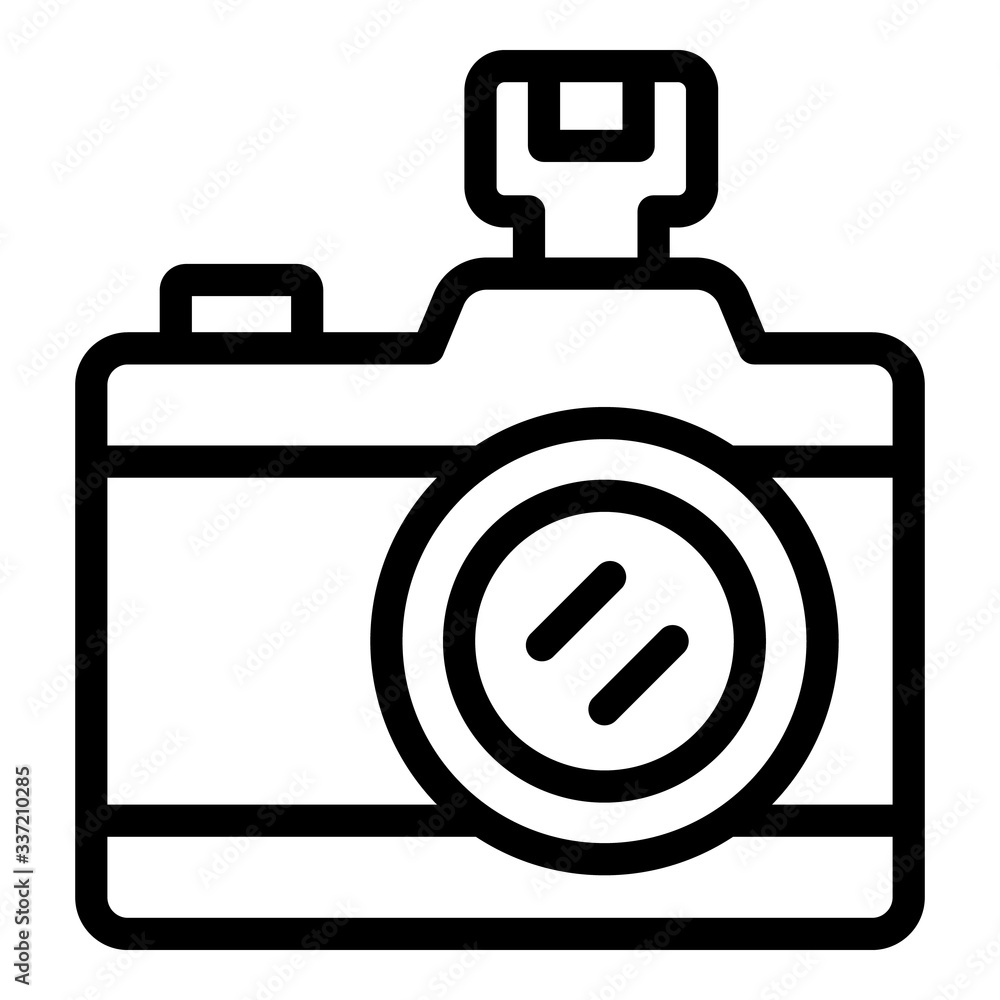 Poster camera icon. outline camera vector icon for web design isolated on white background