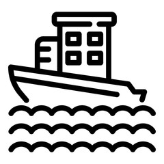 Cruise ship icon. Outline cruise ship vector icon for web design isolated on white background