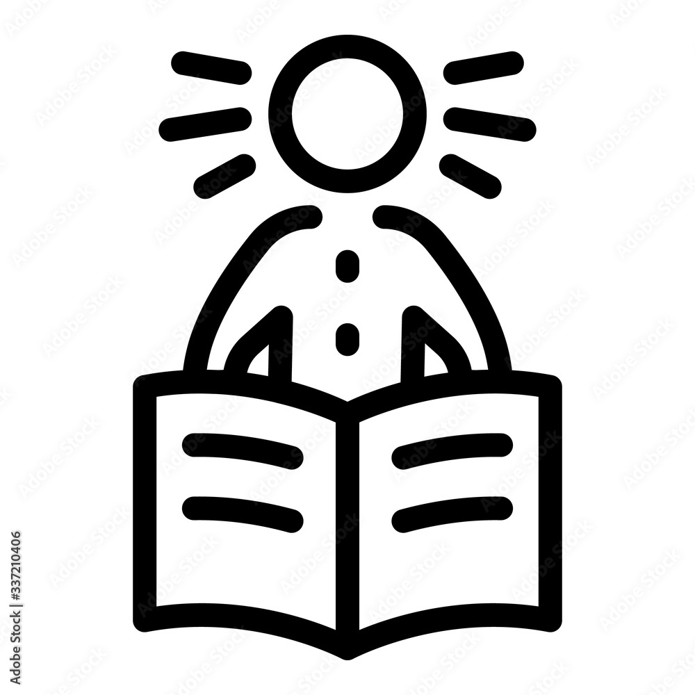 Poster person is reading a newspaper icon. outline person is reading a newspaper vector icon for web design