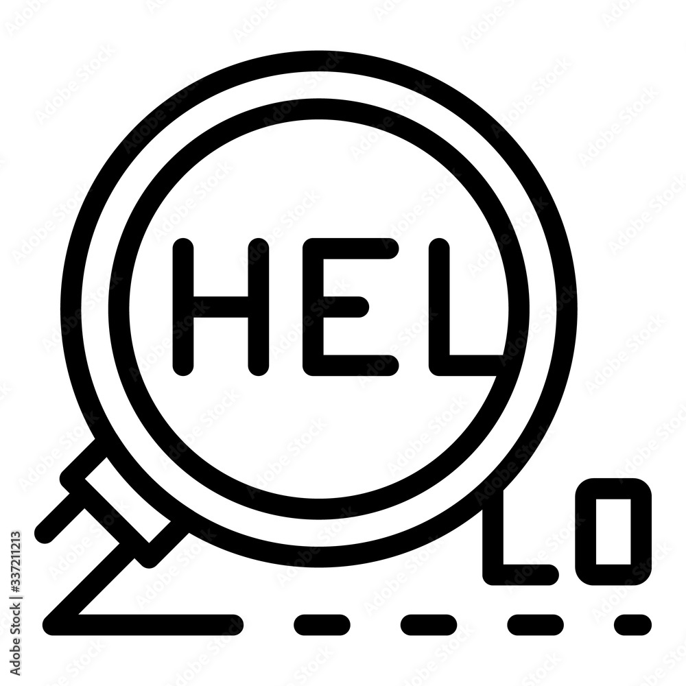 Poster hello and magnifier icon. outline hello and magnifier vector icon for web design isolated on white b