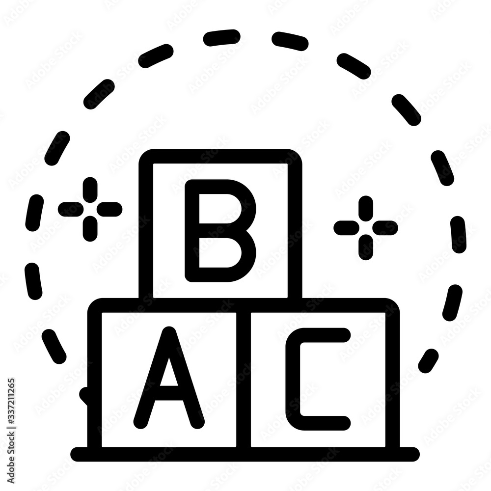 Poster cubes abc icon. outline cubes abc vector icon for web design isolated on white background