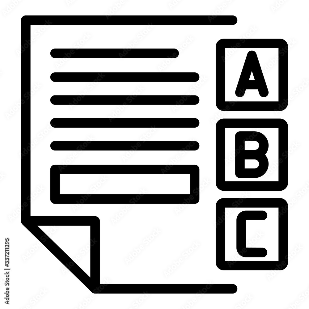 Poster examination sheet icon. outline examination sheet vector icon for web design isolated on white backg