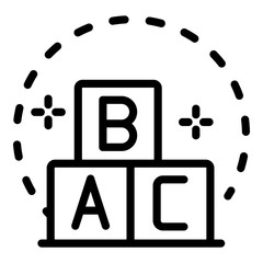 Cubes abc icon. Outline cubes abc vector icon for web design isolated on white background