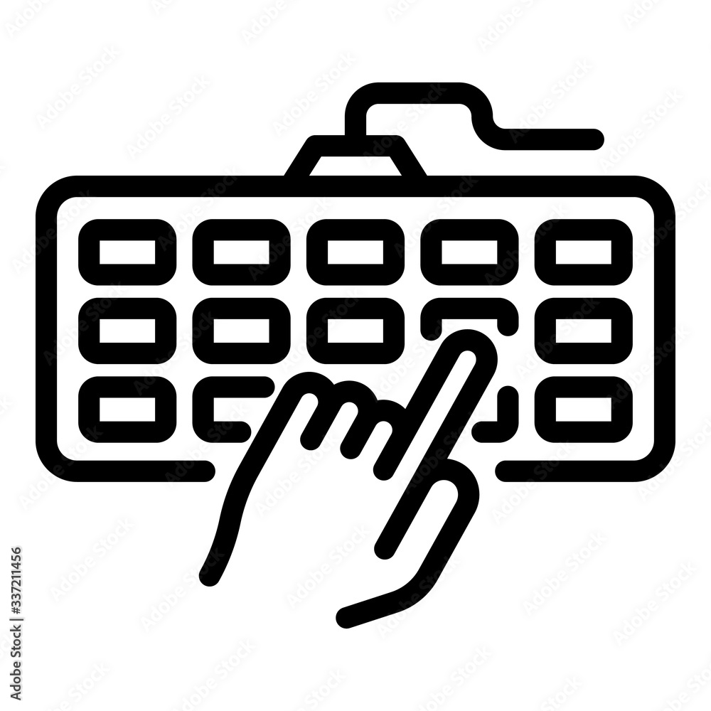 Poster keyboard and finger icon. outline keyboard and finger vector icon for web design isolated on white b