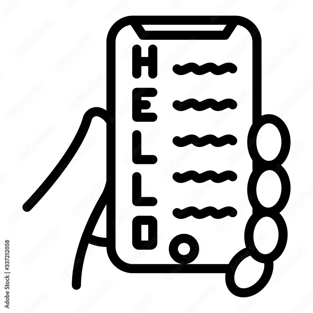 Poster greeting on smartphone icon. outline greeting on smartphone vector icon for web design isolated on w